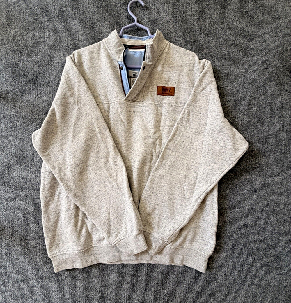 Artisans Navy Annapolis Quarter Button Sweatshirt Gray L